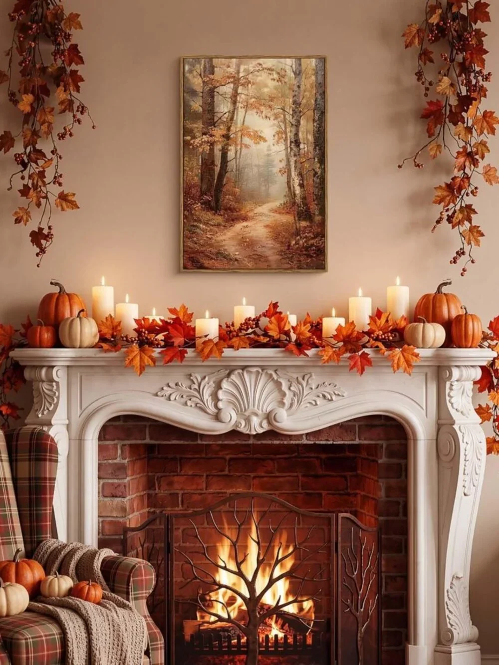 Autumn Forest Canvas Wall Art 16x24 - Rustic Fall Landscape Decor for Home